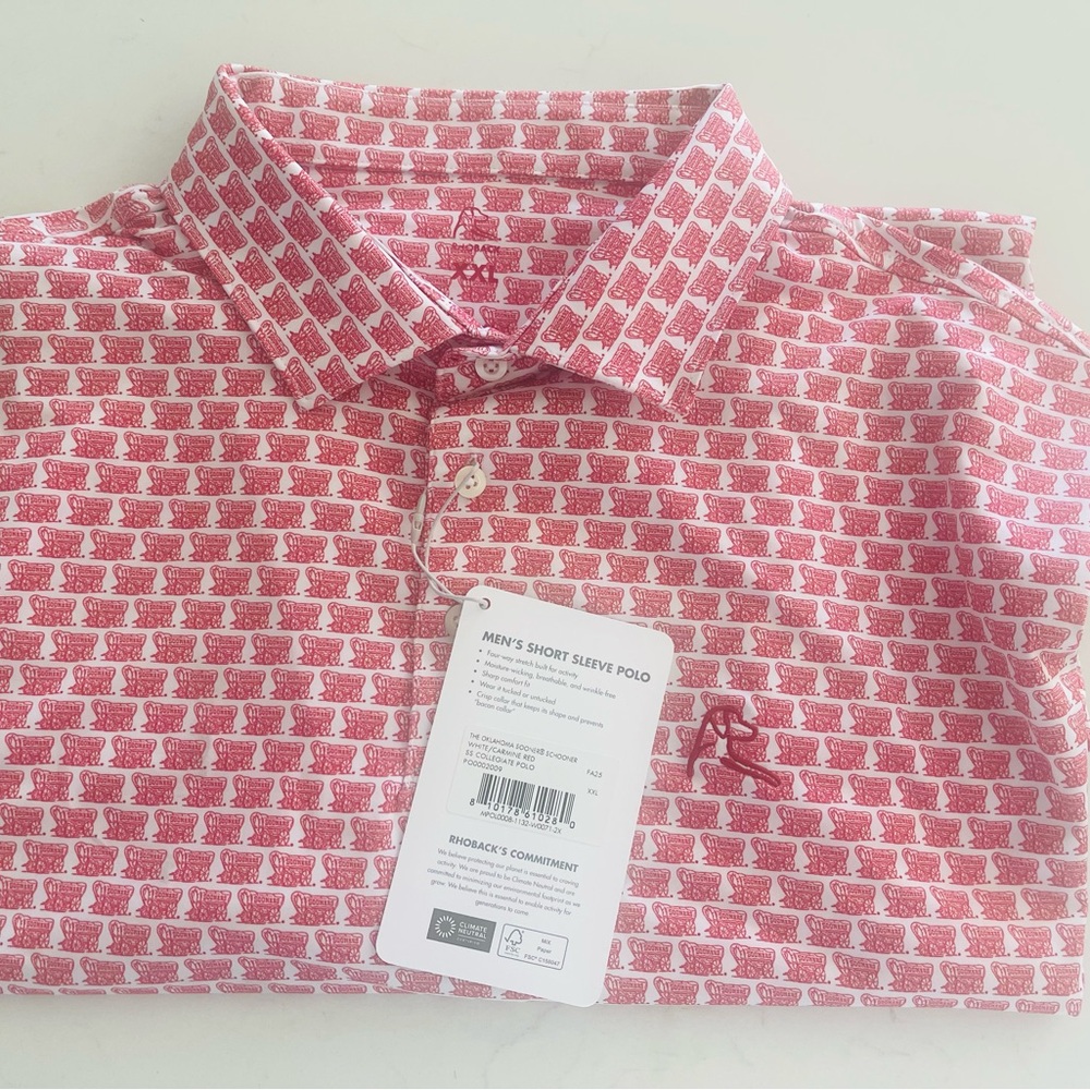 Rhoback Men's Pink and White Polo Shirt #OU #SOONER